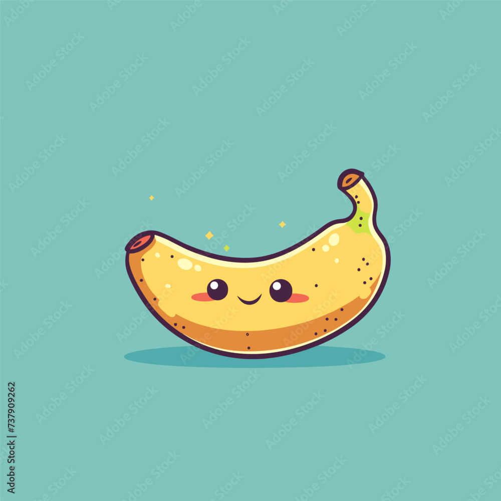 Cute cartoon kawaii whole and half banana fruit character. Vector flat illustration. Cute cartoon kawaii whole and half banana fruit character. Vector flat illustration.