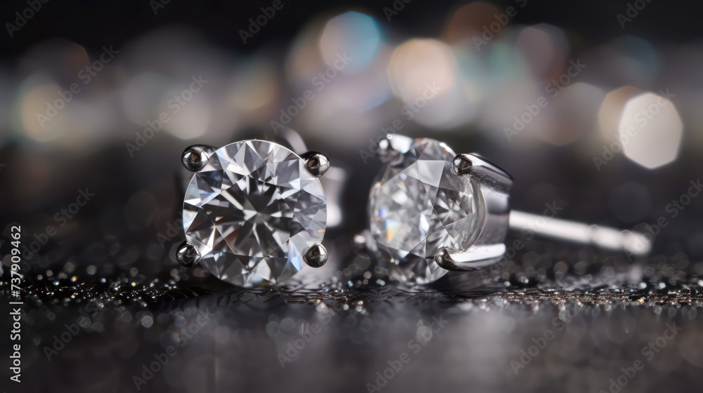 Each earring is set with a stunning diamond gemstone that sparkles with every movement Each earring is set with a stunning diamond gemstone that sparkles with every movement