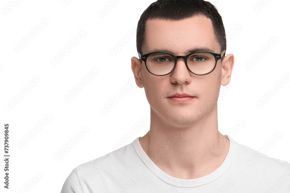 Young man with glasses on white background Young man with glasses on white background