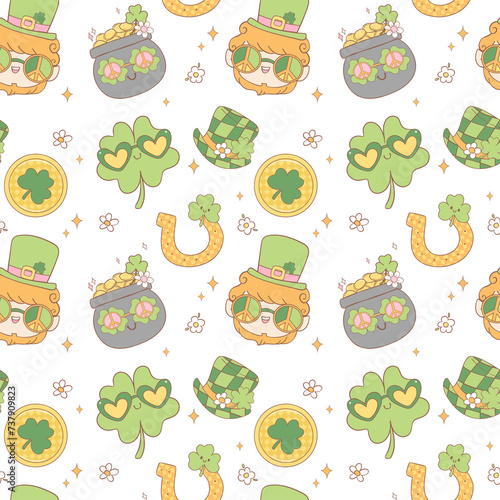 Fotografía Groovy retro st patrcik seamless pattern