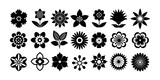 20 silhouette Flower logo or icons set. Abstract flower icons isolated on white background. Flower simple icon