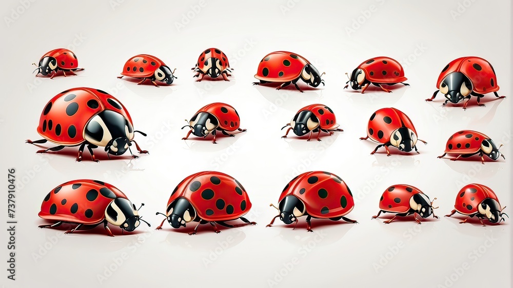 Vibrant Red Ladybugs on Pristine White Canvas, Red Ladybugs Grace a Vector Illustration, Nature's Beauty in Vibrant Red and Pristine White, Red Ladybugs Symbolize Nature's Delicate Charm, Vibrant Lady Vibrant Red Ladybugs on Pristine White Canvas, Red Ladybugs Grace a Vector Illustration, Nature's Beauty in Vibrant Red and Pristine White, Red Ladybugs Symbolize Nature's Delicate Charm, Vibrant Lady