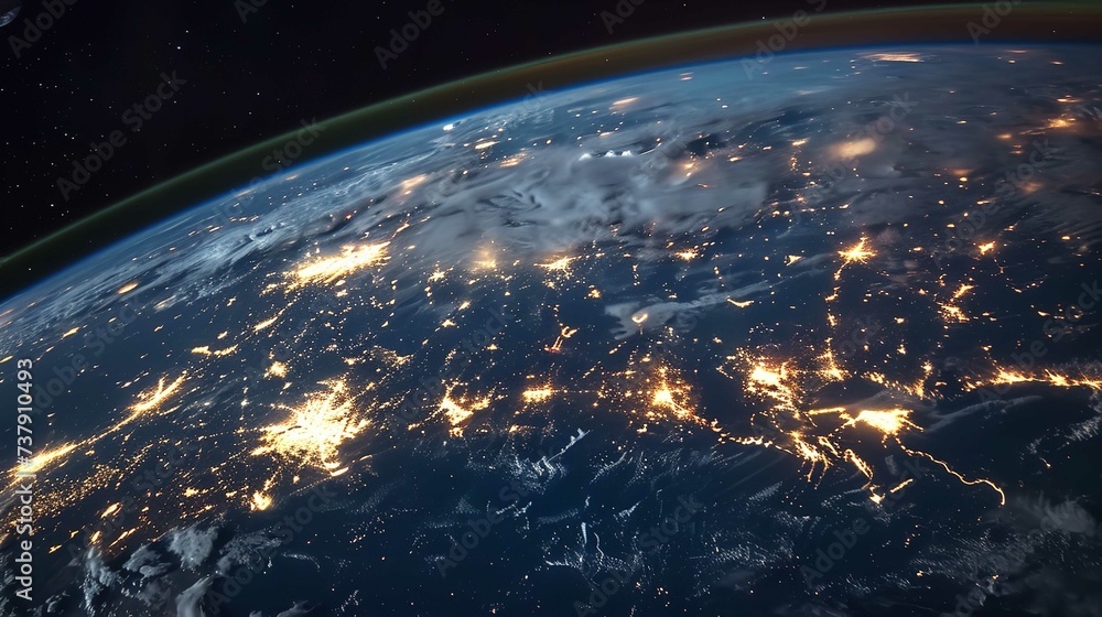 Planet Earth at Night Seen from Space Showing