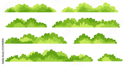Green bushes. Cartoon forest and park shrubbery