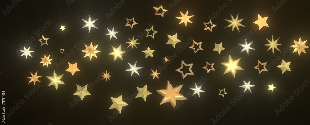 Twinkling Christmas Descent: Striking 3D Illustration Showcasing Falling Festive Twinkling Stars Twinkling Christmas Descent: Striking 3D Illustration Showcasing Falling Festive Twinkling Stars