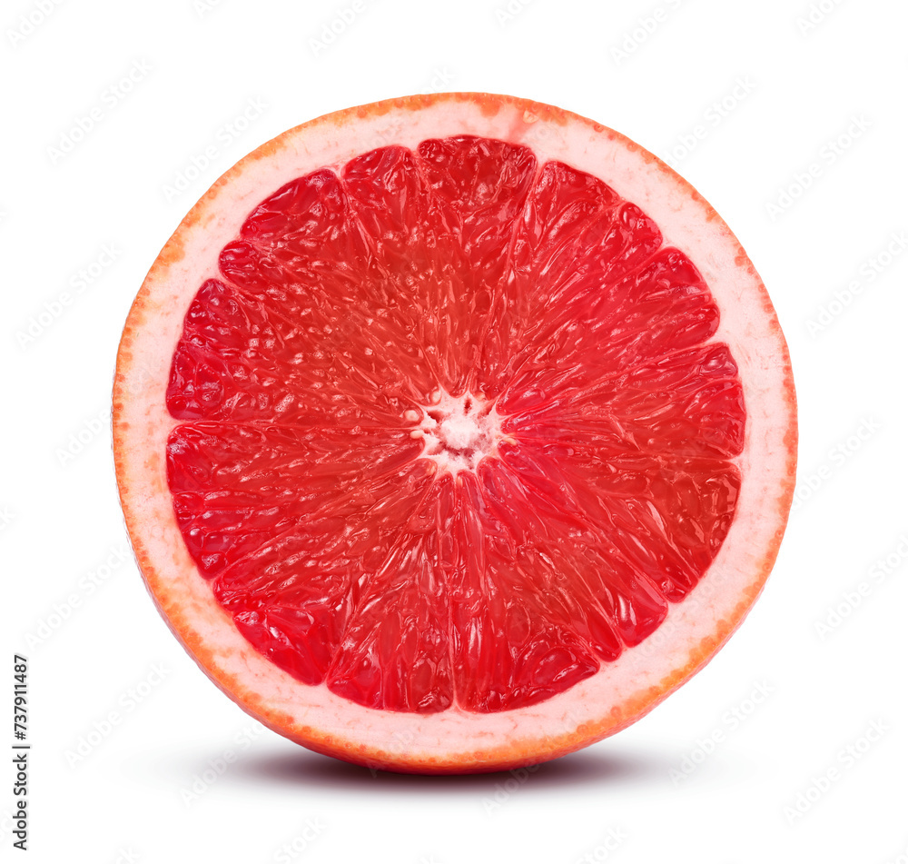 Half of ripe grapefruit isolated on white Half of ripe grapefruit isolated on white
