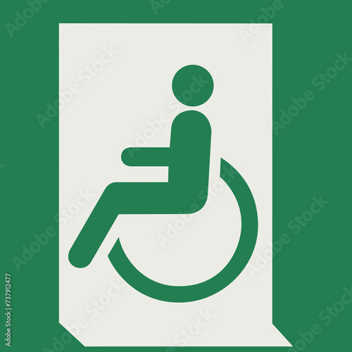 SAFETY CONDITION SIGN PICTOGRAM, EMERGENCY EXIT FOR PEOPLE UNABLE TO WALK OR WITH WALKING IMPAIRMENT (LEFT) ISO 7010 – E026, SVG