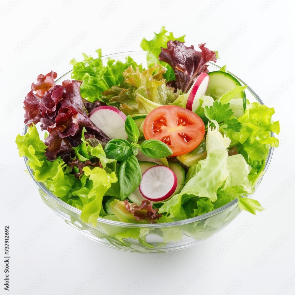 Plate with fresh green salad, vitamins Plate with fresh green salad, vitamins