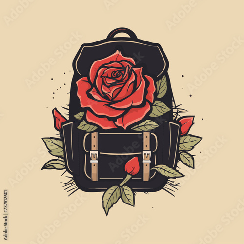 vintage bag with rose background