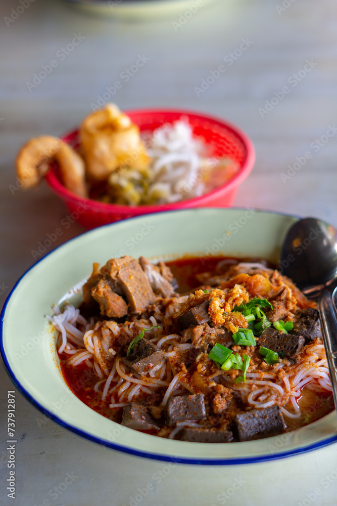 Khanom Jeen Nam Ngiao is a food from northern Thailand Khanom Jeen Nam Ngiao is a food from northern Thailand