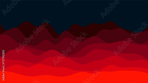 Wavy Red Gradient Ocean or Valley on Dark Background Wallpaper