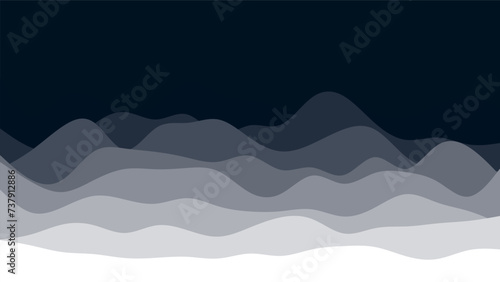 Wavy Grey Gradient Ocean or Valley on Dark Background Wallpaper