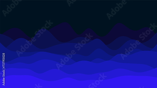 Wavy Blue Gradient Ocean or Valley on Dark Background Wallpaper