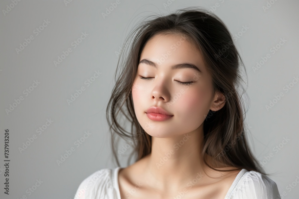 beautiful young Asian girl posing gracefully in warm, soft daylight beautiful young Asian girl posing gracefully in warm, soft daylight