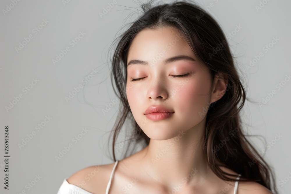 beautiful young Asian girl posing gracefully in warm, soft daylight beautiful young Asian girl posing gracefully in warm, soft daylight