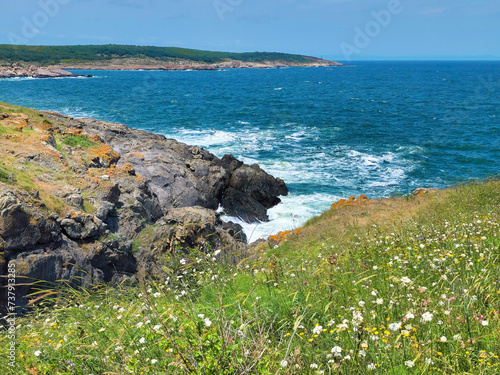 Obraz na płótnie The rocky Black Sea coast on the Zigra Bay between the Begliktash Cape and the Maslen Cape, Bulgaria w salonie