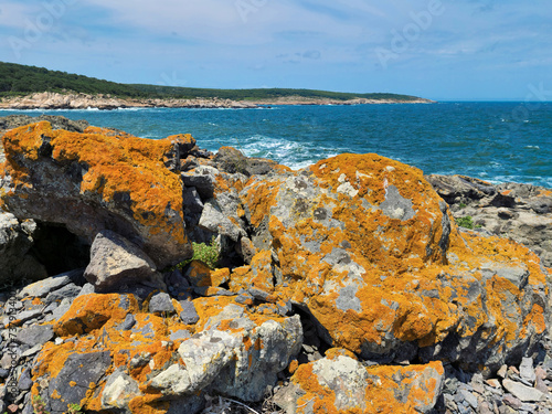 The rocky Black Sea coast on the Zigra Bay between the Begliktash Cape and the Maslen Cape, Bulgaria
