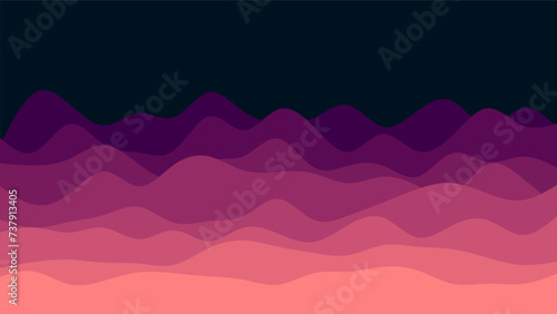 Wavy Pink to Purple Gradient Ocean or Valley on Dark Background Wallpaper