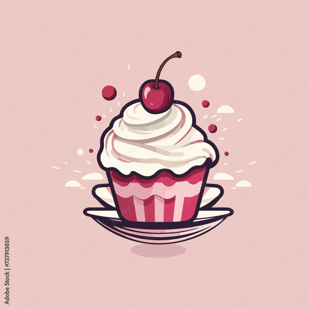 vector design illustration cupcake with cherry for store logo sticker etc vector design illustration cupcake with cherry for store logo sticker etc