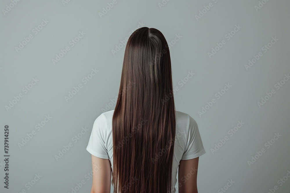 Back view of a girl with shiny, long hair. Back view of a girl with shiny, long hair.