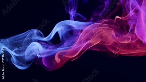 Movement of colorful vape smoke on a black background