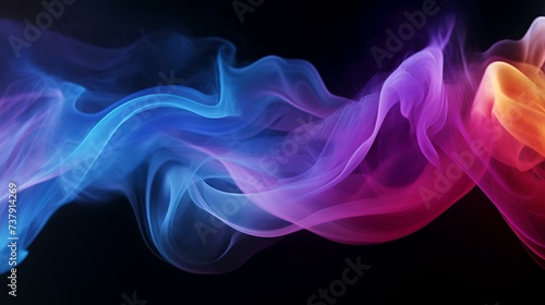 Movement of colorful vape smoke on a black background