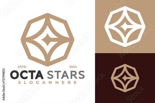 Letter C Star Octagon Logo design vector symbol icon illustration