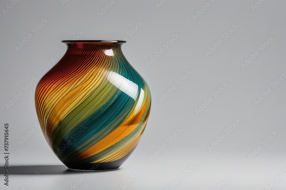 a high quality stock photograph of a single beautiful multi color vase, isolated on transparent background