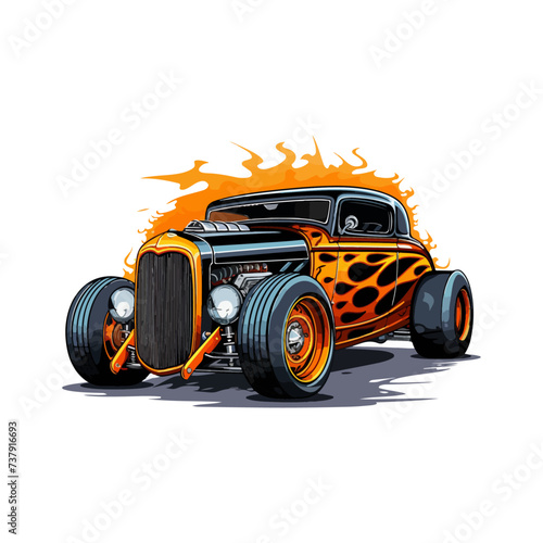 illustration vector design hotrod car custom culture vintage good for tshirt, sticker, logo, ready to print or any purpose v5