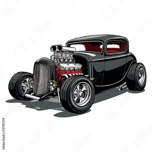 illustration vector design hotrod car custom vintage good for tshirt, sticker, logo, ready to print or any purpose v2