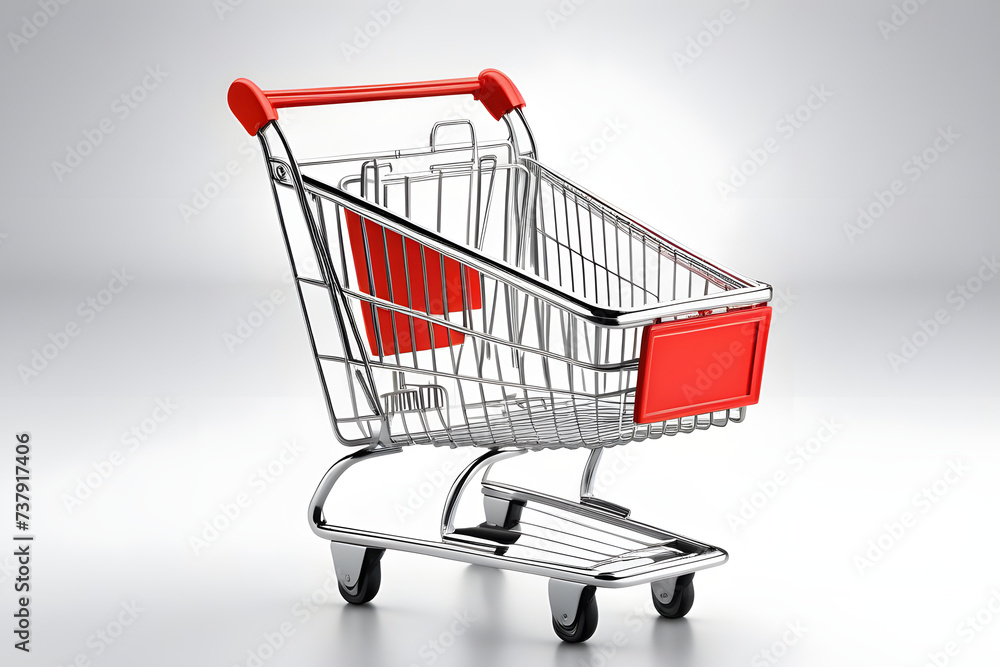 A Shopping Cart With a Red Handle A Shopping Cart With a Red Handle