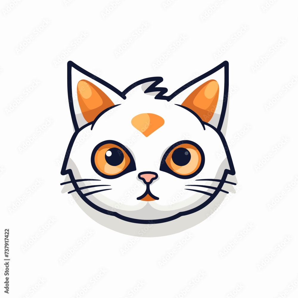 illustration of a adorable cute cat face for logo sign symbol sticker or any purpose vector