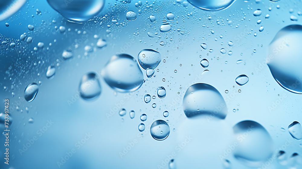 Drops glass blue background