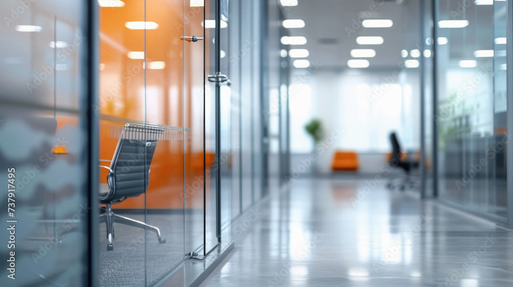 Empty office interior with glass doors. mock up blurred background Empty office interior with glass doors. mock up blurred background