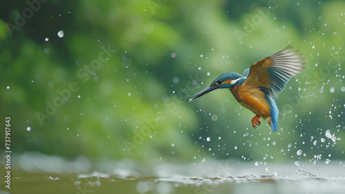 A kingfisher diving into a river for prey © UMAR SALAM