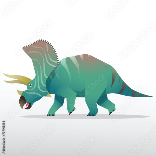 Ceratopsians dinosaurs gradient vector illustrations