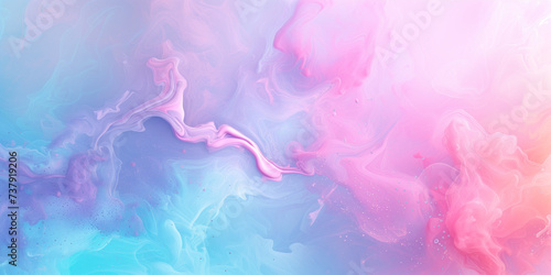 Abstract background made of colorful pink and blue paint in water and milk. Twisted shapes in motion. Graphic art for banner, poster, flyer background or design. Soft pastel colors.