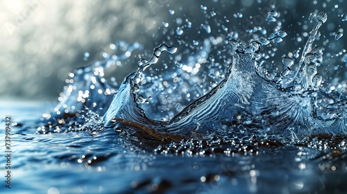 Water Splashes and Drops Isolated on Transpare photo