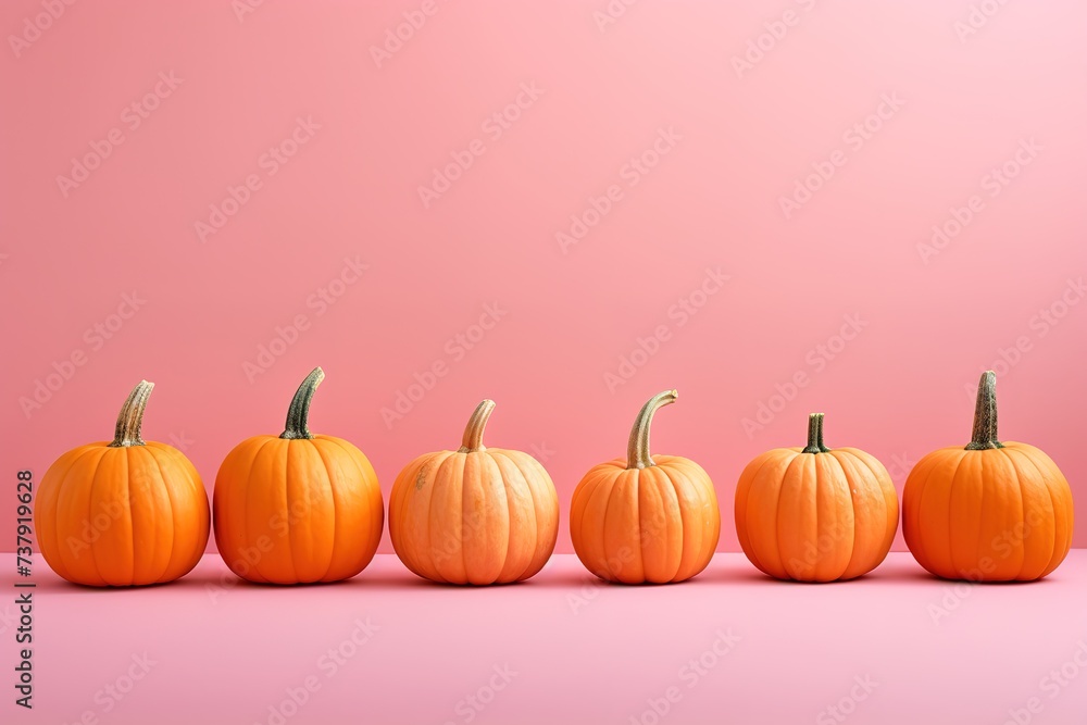 yellow pumpkin on a pink background with empty space for text yellow pumpkin on a pink background with empty space for text