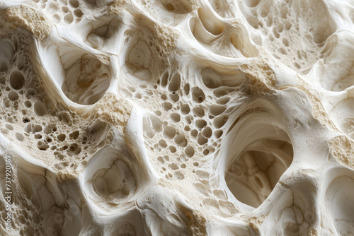 A close-up image of a healthy bone structure, emphasizing calcium formation and showcasing intricate details and textures, blending scientific accurac