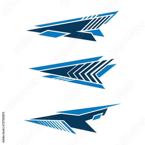 Collection of racing style geometric abstract stripes vehicle wrap vinyl decals