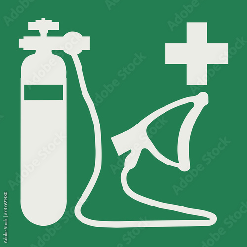 SAFETY CONDITION SIGN PICTOGRAM, OXYGEN RESUSCITATOR ISO 7010 – E028, SVG