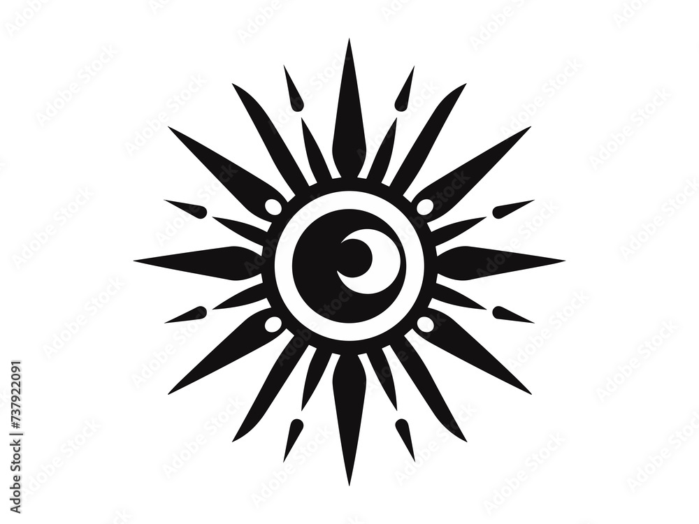 Naklejka premium Minimalist tribal vector. Black and white color.