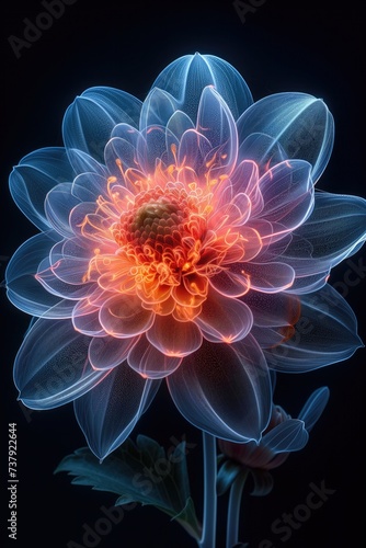 Neon flowers portraits  artists explore the intersection of nature and technology  resulting in mesmerizing visual experiences  for background 