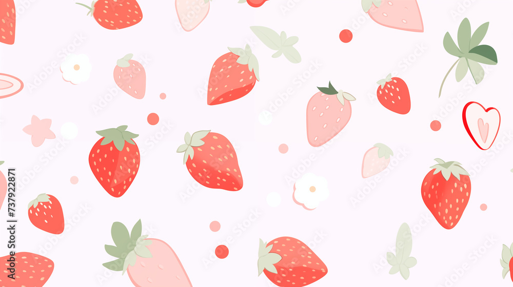 いちごの可愛いピンクの壁紙素材