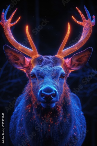 Neon animal portraits, explore the intersection of nature and technology, resulting in mesmerizing visual experiences