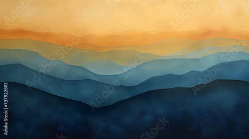 Colorful Abstract Hills at Sunset Painting
