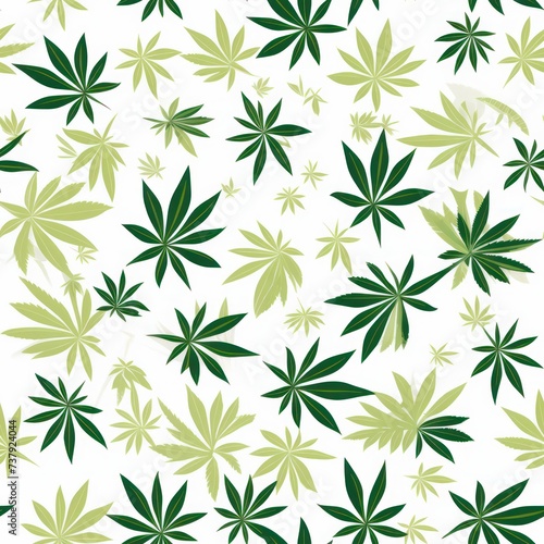 hemp green leaves flat illustration seamless background © Dina