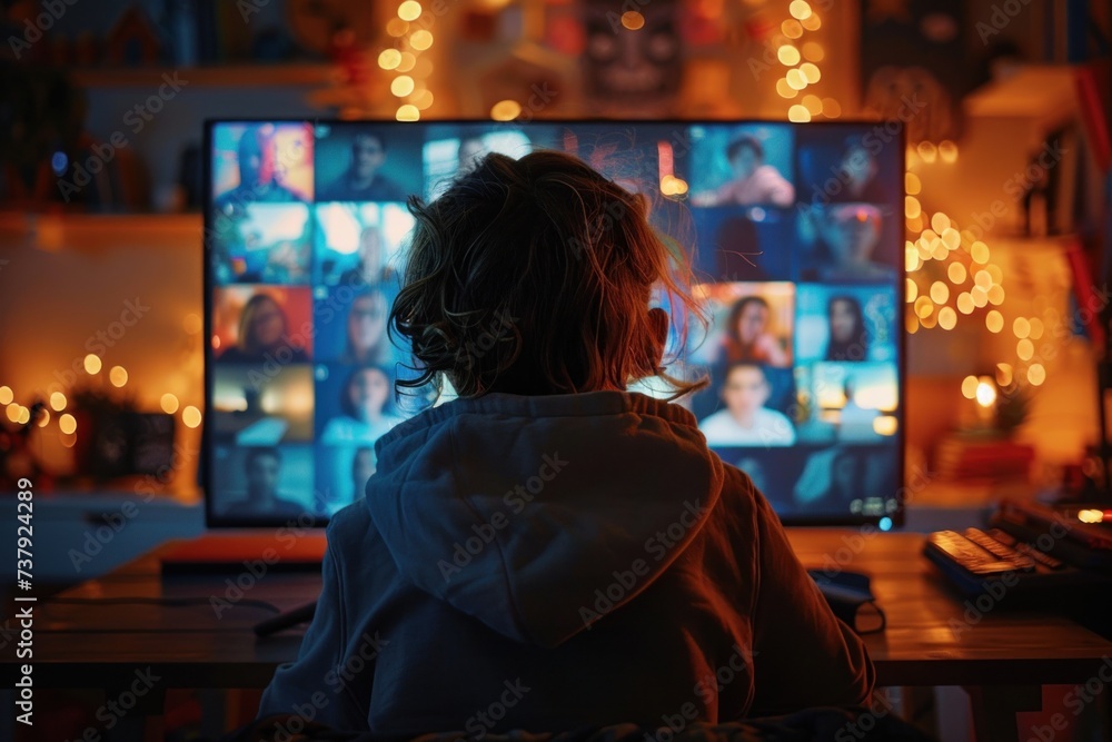 Young Child Engaged in an Online Class From a Cozy Home Environment Young Child Engaged in an Online Class From a Cozy Home Environment