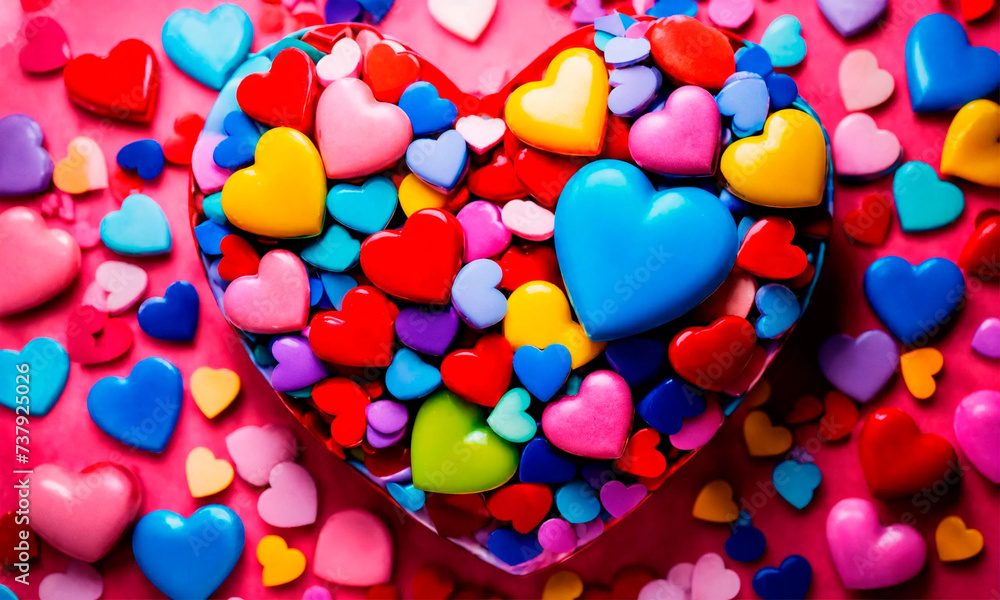 multi-colored hearts on a bright background. Selective focus. multi-colored hearts on a bright background. Selective focus.